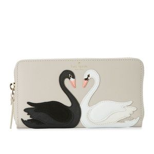Kate Spade On Pointe Swan Appliqué Lace Wallet